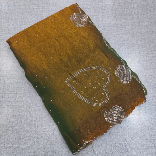 Fendy space silk saree with heart Stone work | SR239